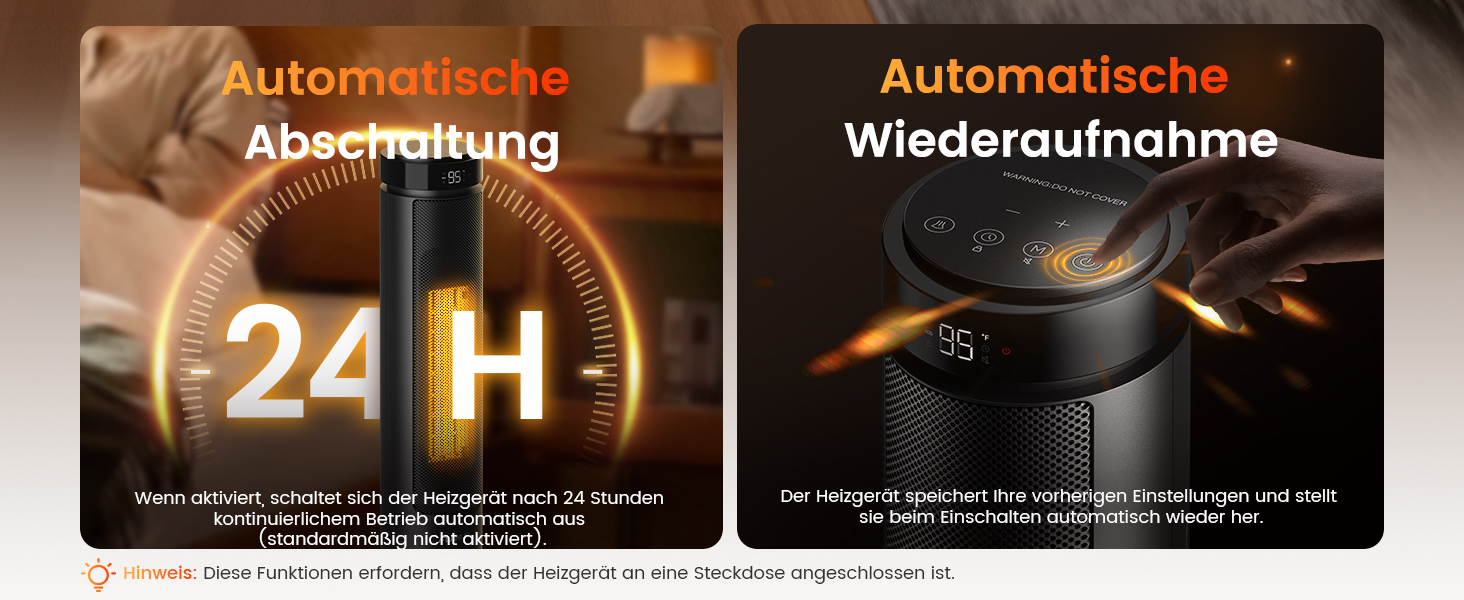 Електричний обігрівач PTC 2000W з керамічним нагрівачем, тихий, з термостатом та пультом керування, ECO режим, 70° осциляція, таймер 12h, захист від перегріву та перекидання, чорний, 1 шт (60 см)
