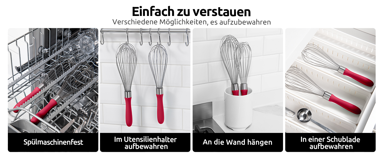 Міксер кухонний U-Taste, 30 см, нержавіюча сталь 18/10, 12 гнучких дротів, силіконовий руків'я