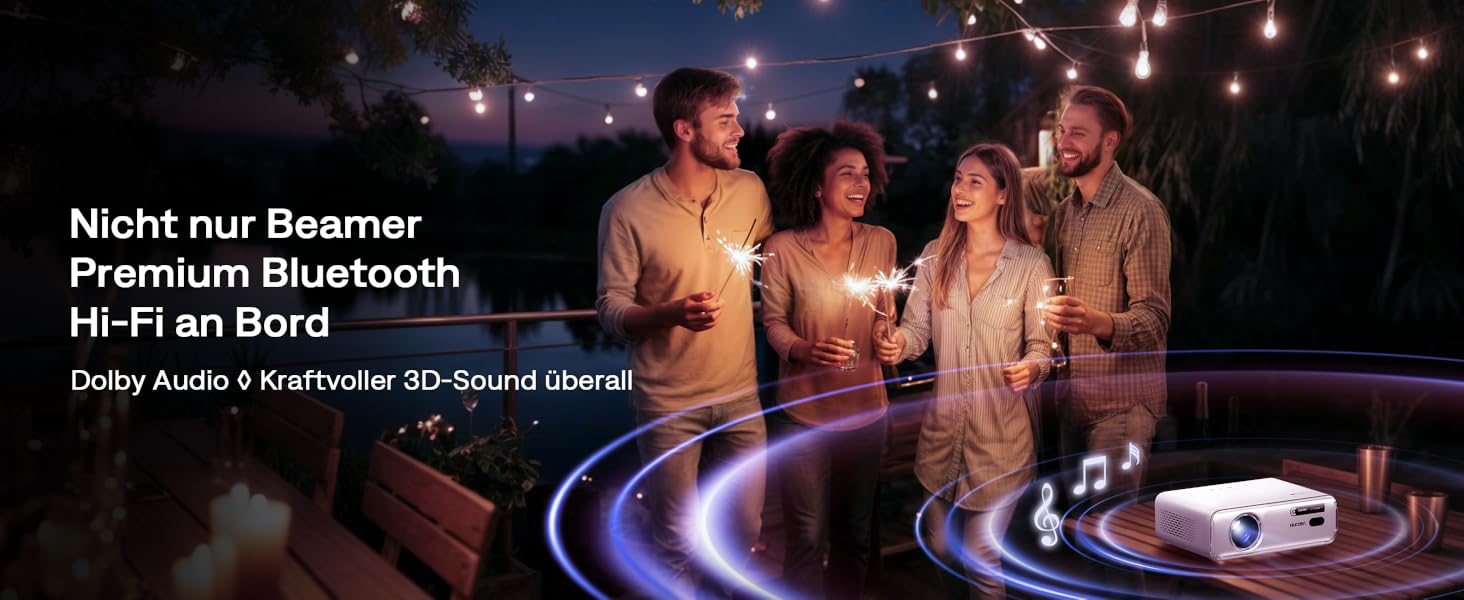 Aurzen Eazze D1 Smart Beamer: 4K проєктор для домашнього кінотеатру з WiFi, Bluetooth, автофокусом та корекцією трапецеїдальних спотворень. Підтримка Netflix, Dolby Audio, Full HD 1080P. Білий (GTV)