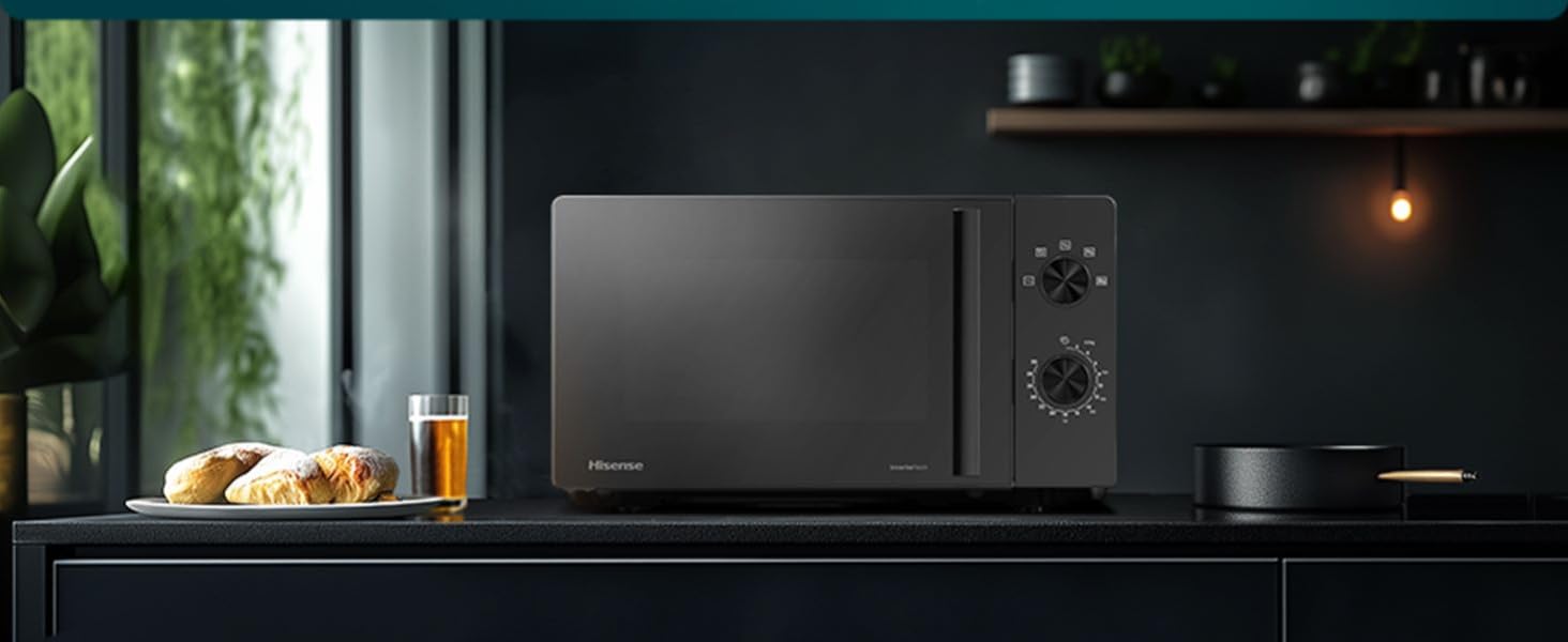 Мікрохвильова піч Hisense H20MOBS4HI 20 л, 700 Вт, InverterTech, керамічне покриття, чорна