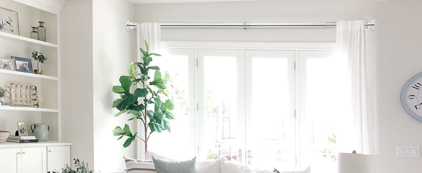 Штанга для душу з нержавіючої сталі без свердління, телескопічна, 70-195 см, срібна