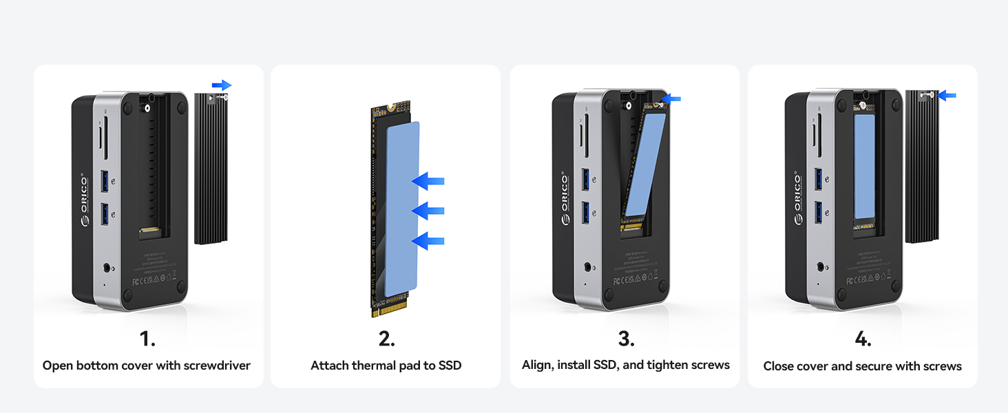 ORICO MiniDock: Док-станція та підставка для Mac mini M4/M4 Pro з корпусом для NVMe SSD, USB-C хаб з 4K HDMI, DisplayPort, SD/TF 3.0, USB-C/A 10Gbps, PD 100W - VS10 (6-в-1, DIY)