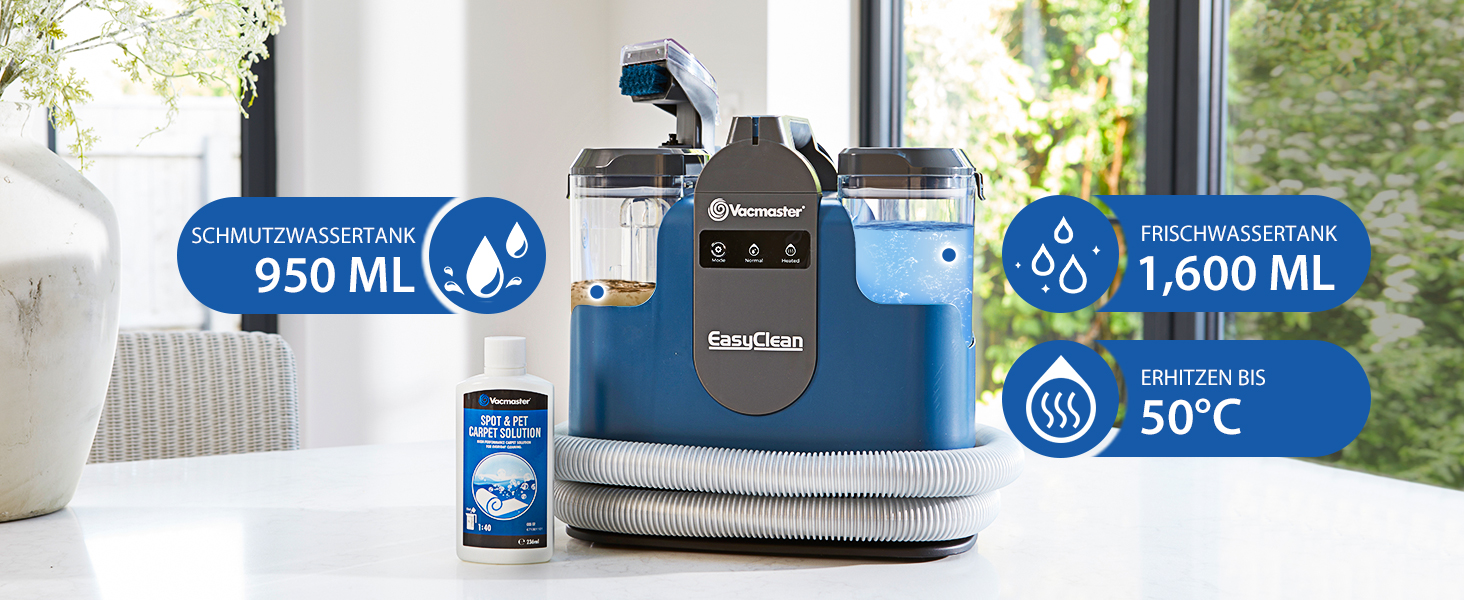 Vacmaster SCC1201H: Мийний пилосос 500W для килимів, м'яких меблів та авто. Очищувач плям на диванах та килимах