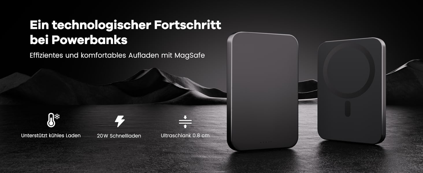 Power Bank Магнітний 10000 mAh PD20W: Бездротовий зарядний пристрій з USB-C для iPhone 17/16/15/14/13 та Apple Watch (Помаранчевий)