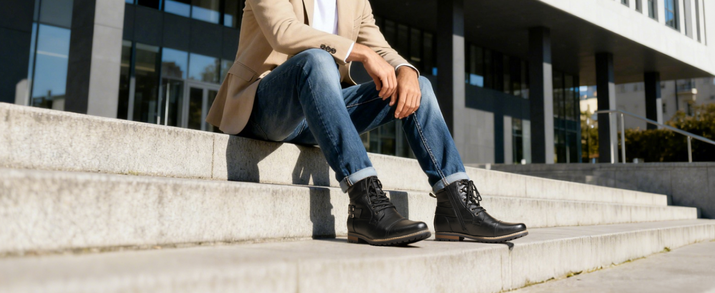 Чоловічі мотоциклетні черевики Bruno Marc - класичні челсі, чорні, 43 EU