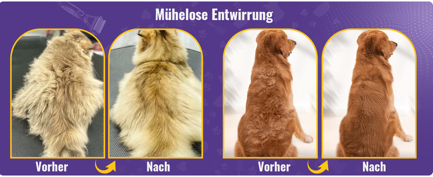 Щітка для собак та котів, 12+23 зубчики, сталевий гребінь для видалення шерсті, двостороння, проти ковтунів, для дому (M, яскраво-жовтий)