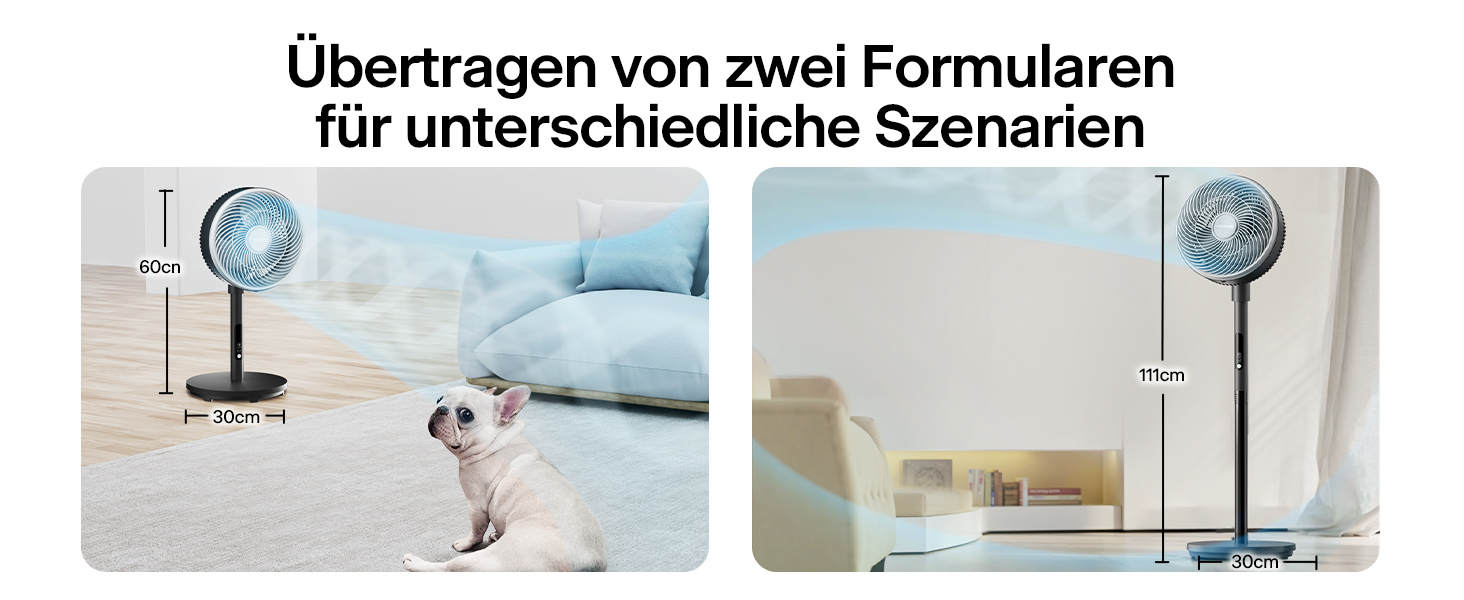 Турбовентилятор PELONIS з пультом керування, дисплеєм, 3D циркуляцією, 36.5dB, 10м повітряний потік, регульована висота 60/111см, 4 швидкості з таймером, знімний захист, поворотний, 92см, чорний