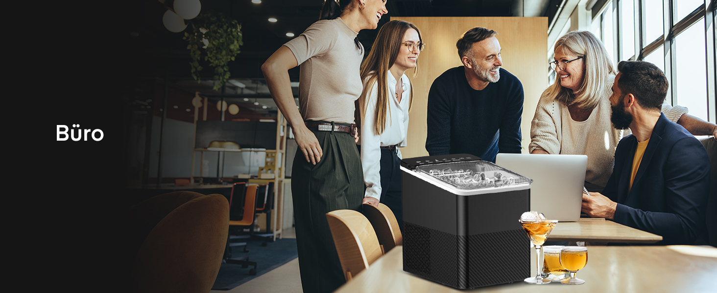 Машина для приготування льоду FOHERE, 14 кг/24 год, 9 кубиків за 5 хвилин, самоочисна, з лопаткою та кошиком, 2 розміри кубиків, для дому/офісу/бару/RV