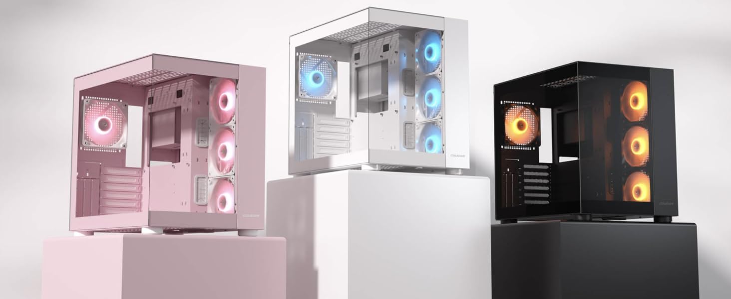 Корпус для ПК Cougar FV150 ARGB Midi-Tower, загартоване скло, рожевий