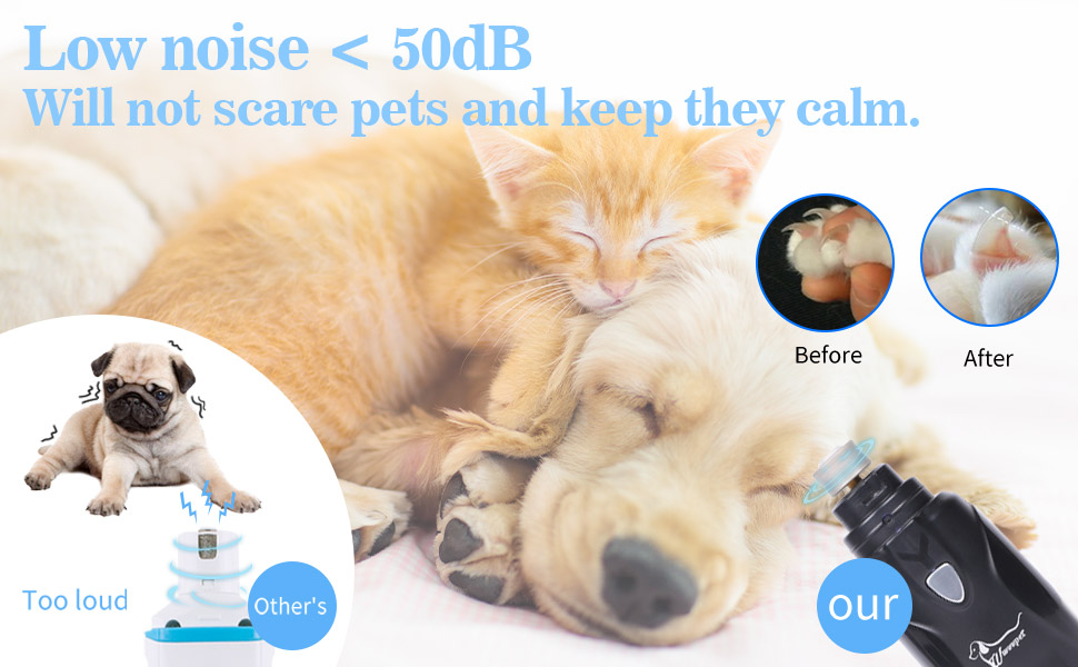 Електричний точило для кігтів собак та котів з LED-підсвічуванням та 2 колесами, чорний. Точило для кігтів, тихе, з низькою вібрацією.