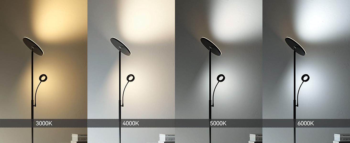 LED-стійка лампа Modlicht 35W з регулюванням яскравості, чорна, 4200LM з пультом ДУ та сенсорним керуванням, 3000-6000K, для вітальні, спальні, офісу