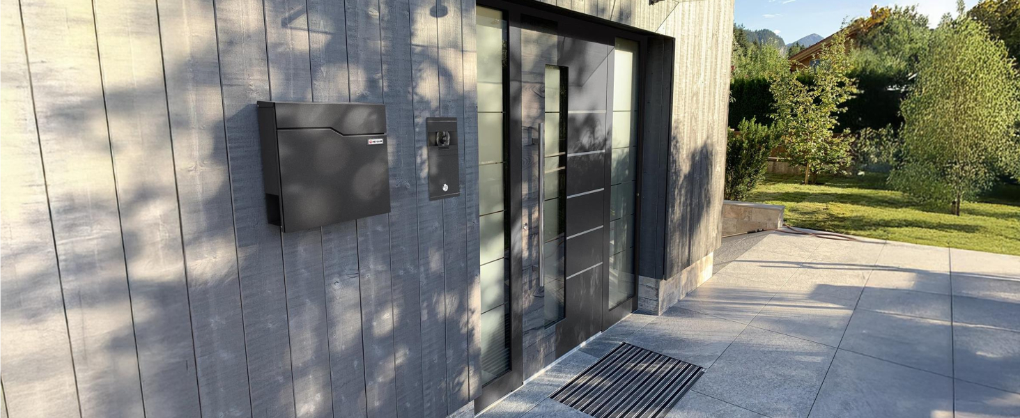 Поштова скринька Metzler Hoffmann з табличкою для імені та відділенням для газет – металева, порошково-пофарбована, стійка до погодних умов (Колір: Сріблястий блиск DB703)