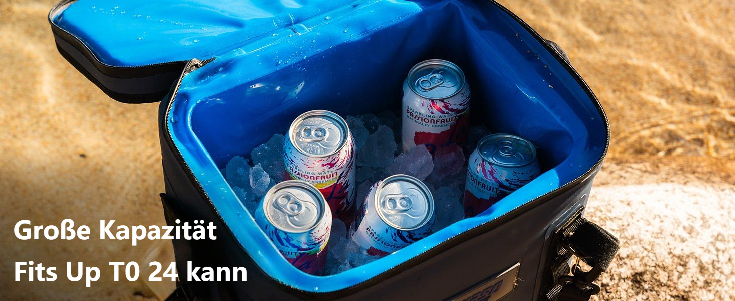Thurso SURF Soft Cooler 24 Can — Термосумка для напоїв на 24 банки, 48 годин ізоляції, водонепроникна, для пляжу, кемпінгу, каякінгу, паделбордингу (сірий/чорний)