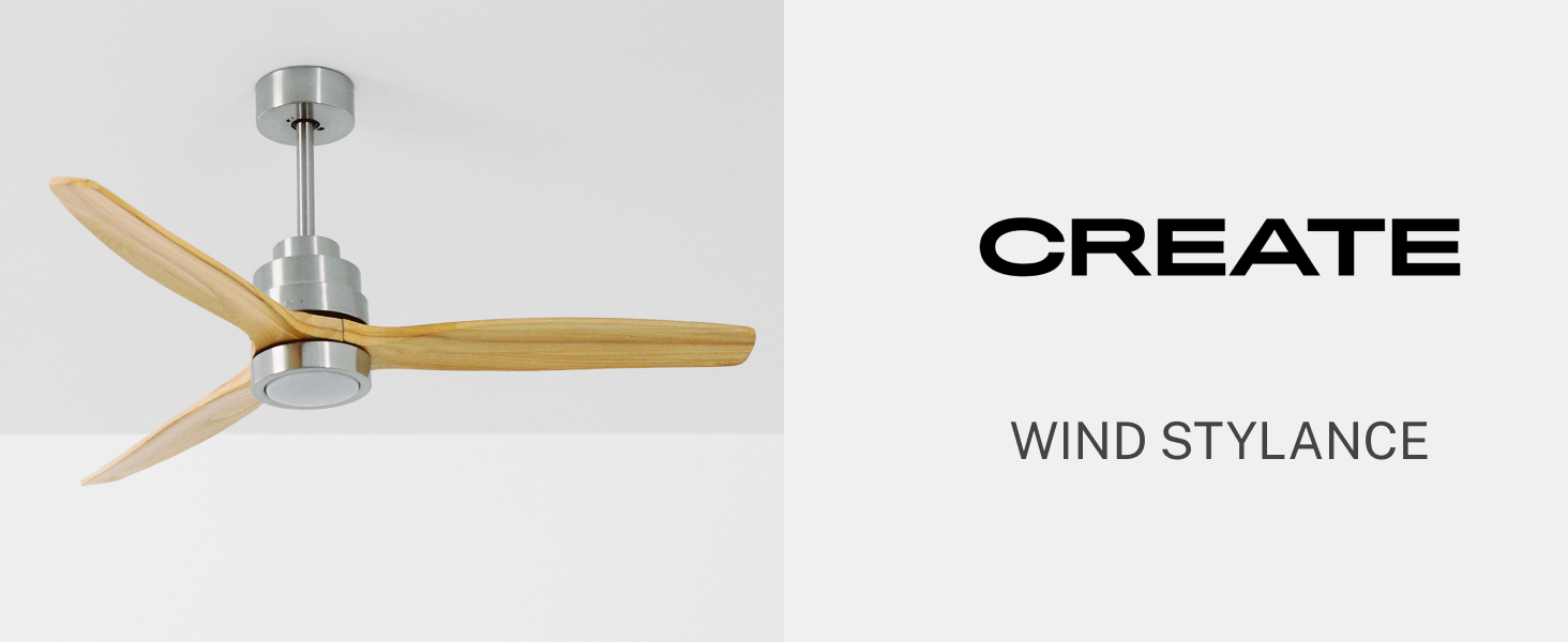 Стеляний вентилятор WINDSTYLANCE з натурального дерева з підсвічуванням, Ø132 см, Wi-Fi, пульт ДК, 6 швидкостей, DC-двигун, літньо-зимовий режим