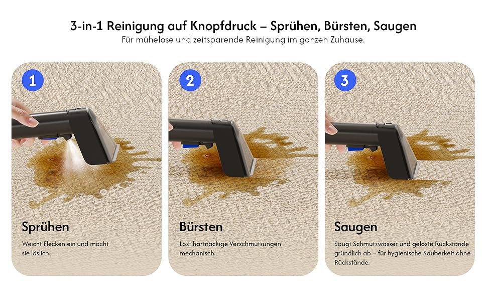 B Flowyfresh - миючий пилосос для диванів, килимів, меблів та авто. Мийний пилосос, 13 kPa, швидке сушіння, великий об'єм резервуару (1.8 л + 0.8 л), самоочищення