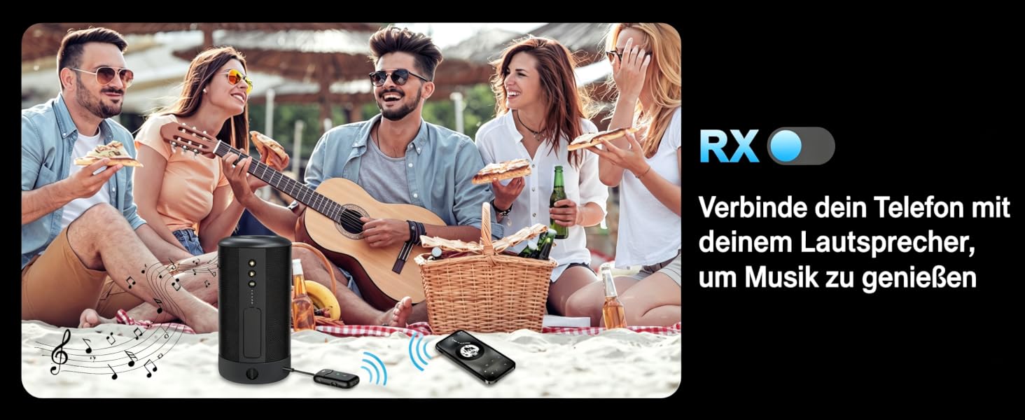 Bluetooth-адаптер 2-в-1 для літака (трансмітер та ресивер) з підтримкою aptX, роз'єм 3.5 мм Jack, версія 5.4, чорний
