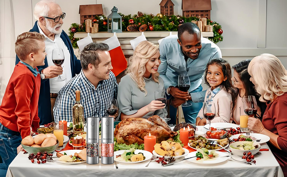 Електричний набір для солі та перцю з нержавіючої сталі, 2 шт., автоматичний, перезаряджається, 5 ступенів помелу, 95 мл, LED-підсвічування, Type-C, база для зберігання