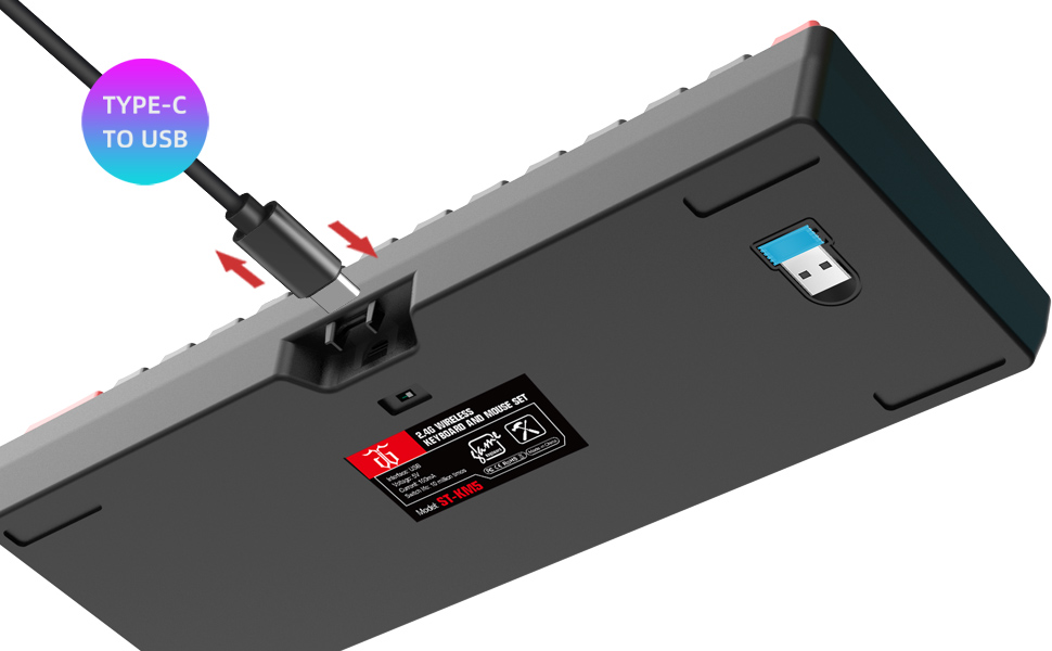 Бездротовий ігровий набір клавіатури та миші Snpurdiri 60% - Механічне відчуття, Ергономічний дизайн (Чорний/Білий)