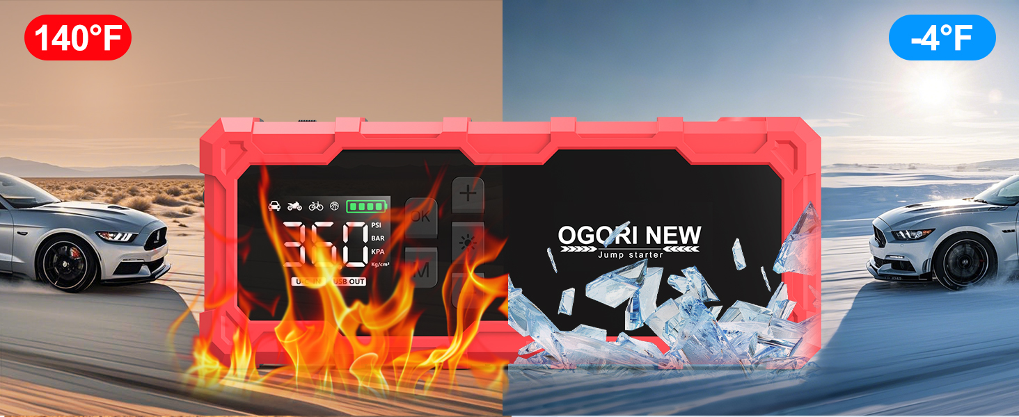 Powerbank Starthilfe з компресором 6000A, 12V, для бензинових (8L) та дизельних (10L) авто, з LED-ліхтариком