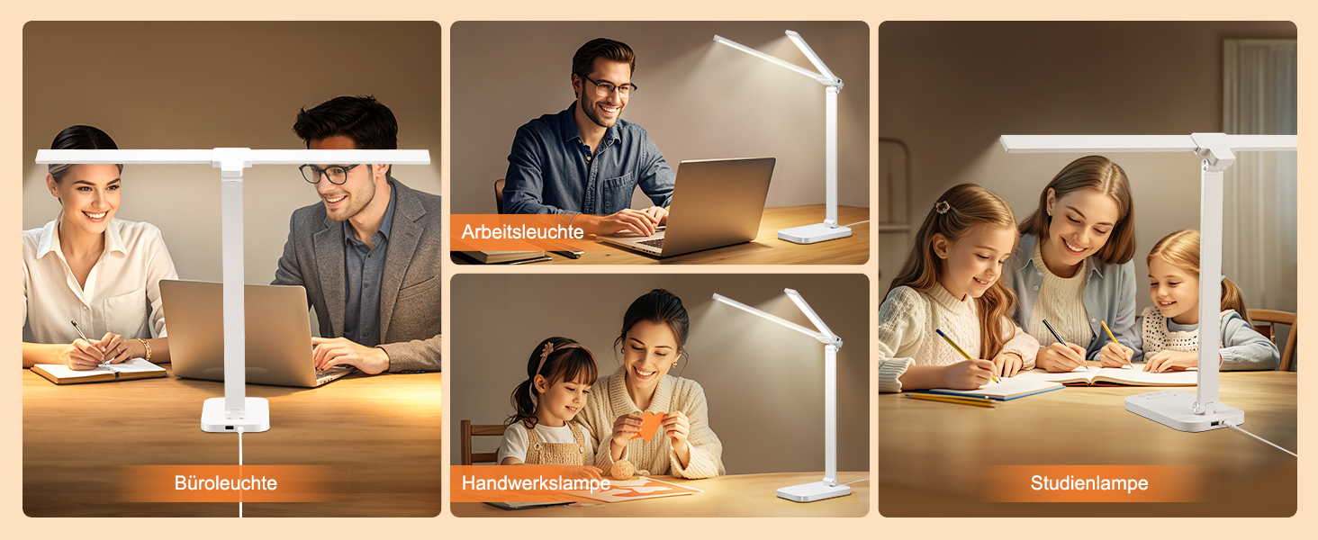 LED лампа для столу One Fire з адаптером, 1000 люмен, 96 LED, диммер, таймер, світлова пам'ять, для дітей, денне світло, для читання