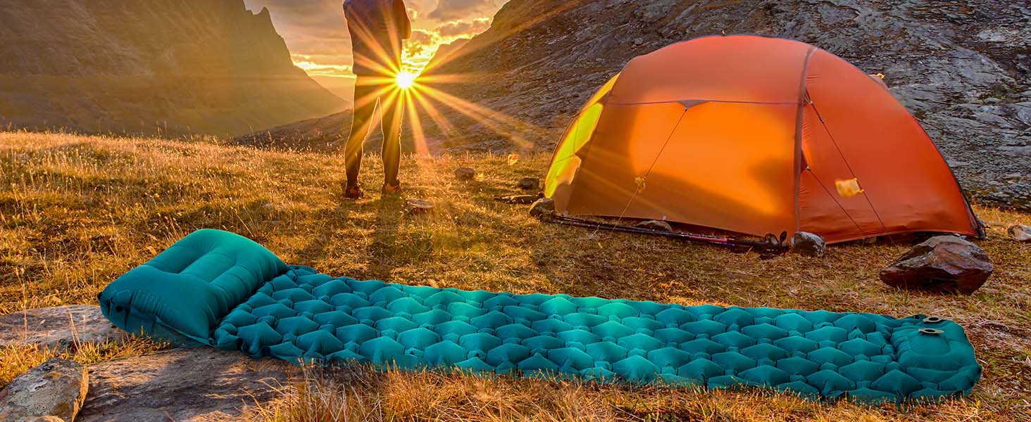 AKSOUL Килимок самонадувний туристичний для кемпінгу: Ultraleicht, компактний, легкий, портативний, для туризму, трекінгу, подорожей, відпочинку на природі
