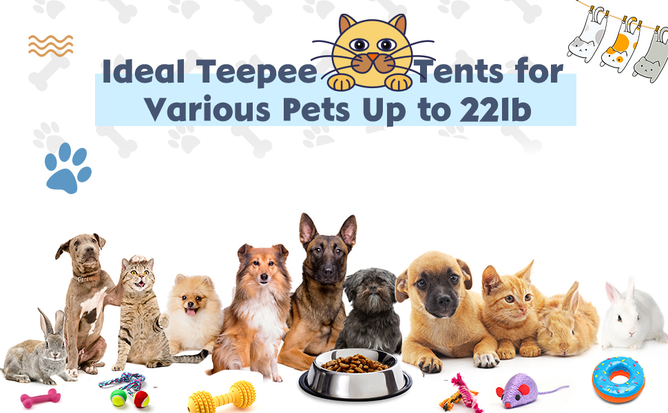 Палатка для тварин Tipi, 60x60x70 см: ліжко для собак та котів з двостороннім килимком, знімний та пральний дизайн