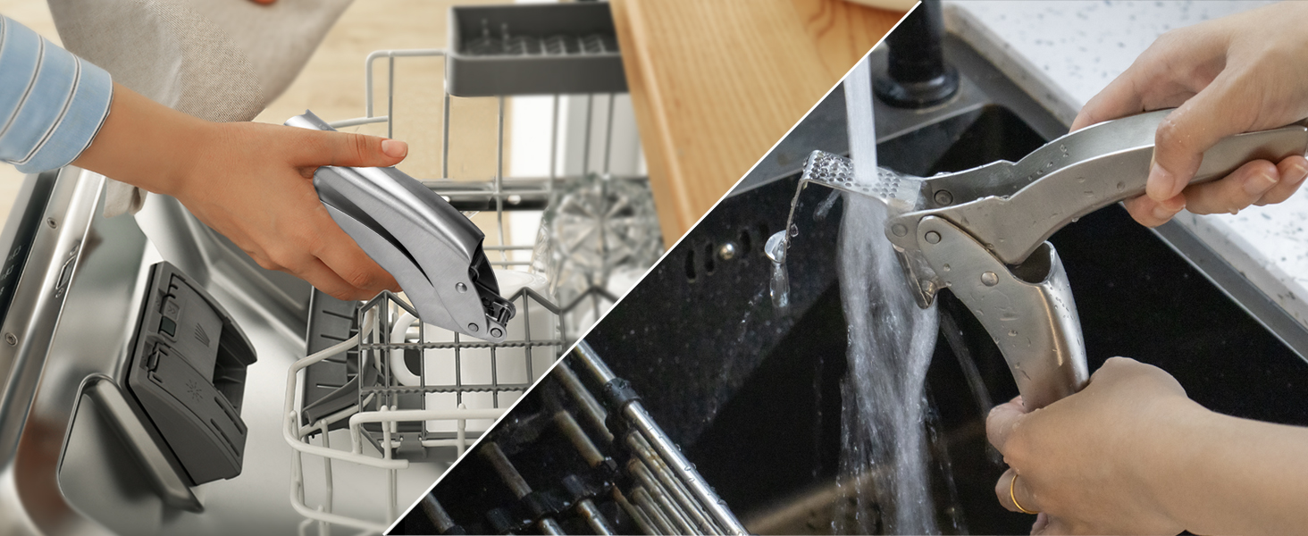 Преміум-прес для часнику з нержавіючої сталі EN 1.4301 – не потребує очищення, придатний для миття в посудомийній машині, інтегрований дизайн, легко чистити, 5 років гарантії