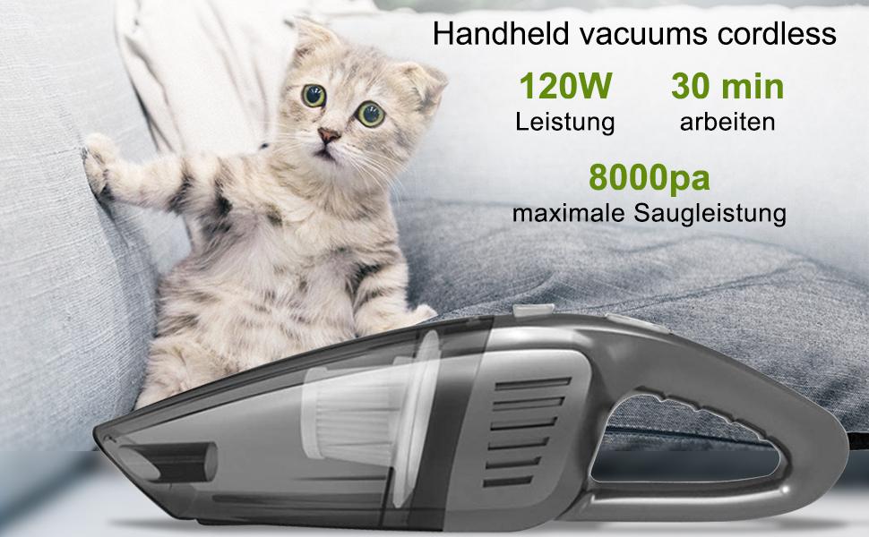 Ручний бездротовий пилосос Fourward 8000Pa для дому, авто та кемпера. Потужний 120W мотор, видаляє шерсть тварин