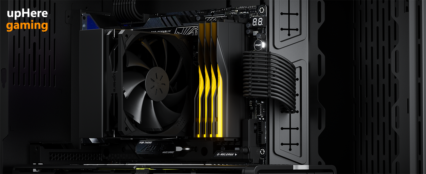 upHere Охолоджувач CPU з 4 Heatpipe, сумісний з Intel 2011/2066 (X79/X99) та AM5/AM4, 120мм вентилятор PWM