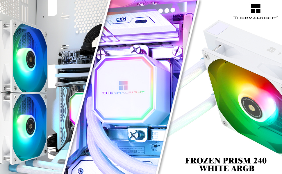 Система рідинного охолодження процесора Thermalright Frozen Prism 360 White ARGB, 360мм, 3 PWM вентилятори, для Intel LGA1700/1851 та AMD AM4/AM5, Білий