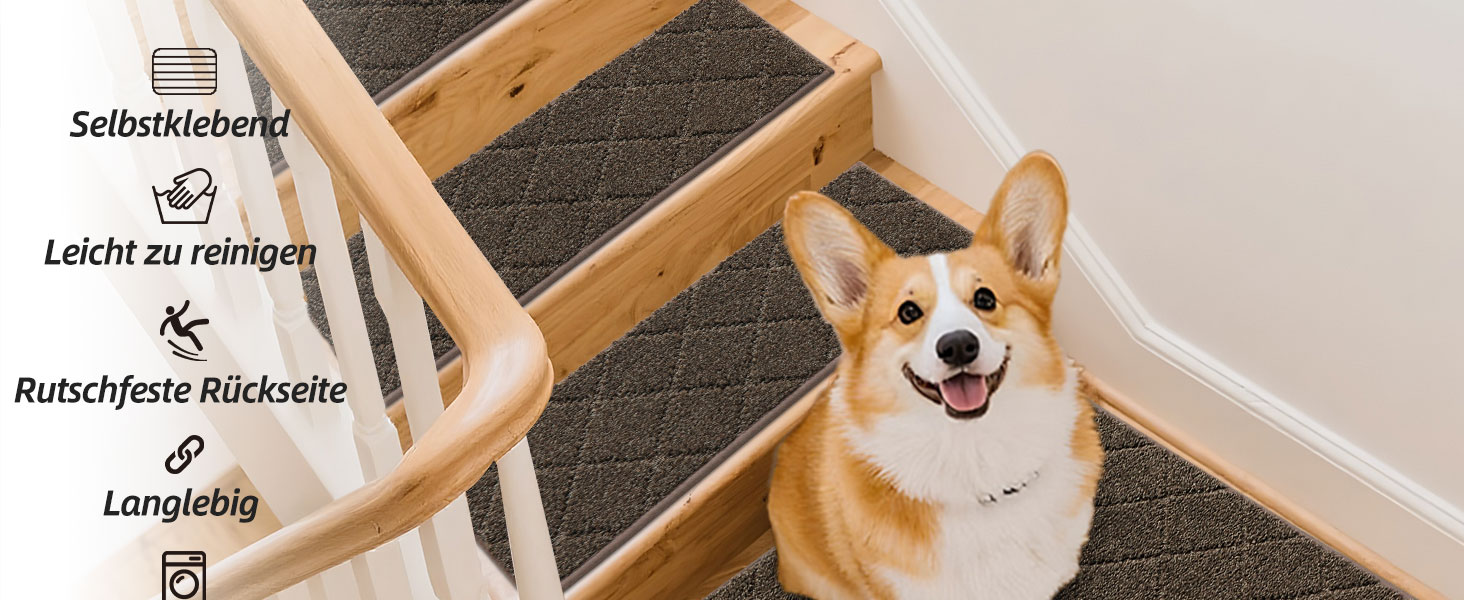 Ковзаючі сходи COSY HOMEER, 15 шт., 70 x 22 см, антиковзкі, самоклеючі, машинне прання, 100% поліестер, TPE-підкладка, для дітей, літніх людей та домашніх тварин, сірий та білий