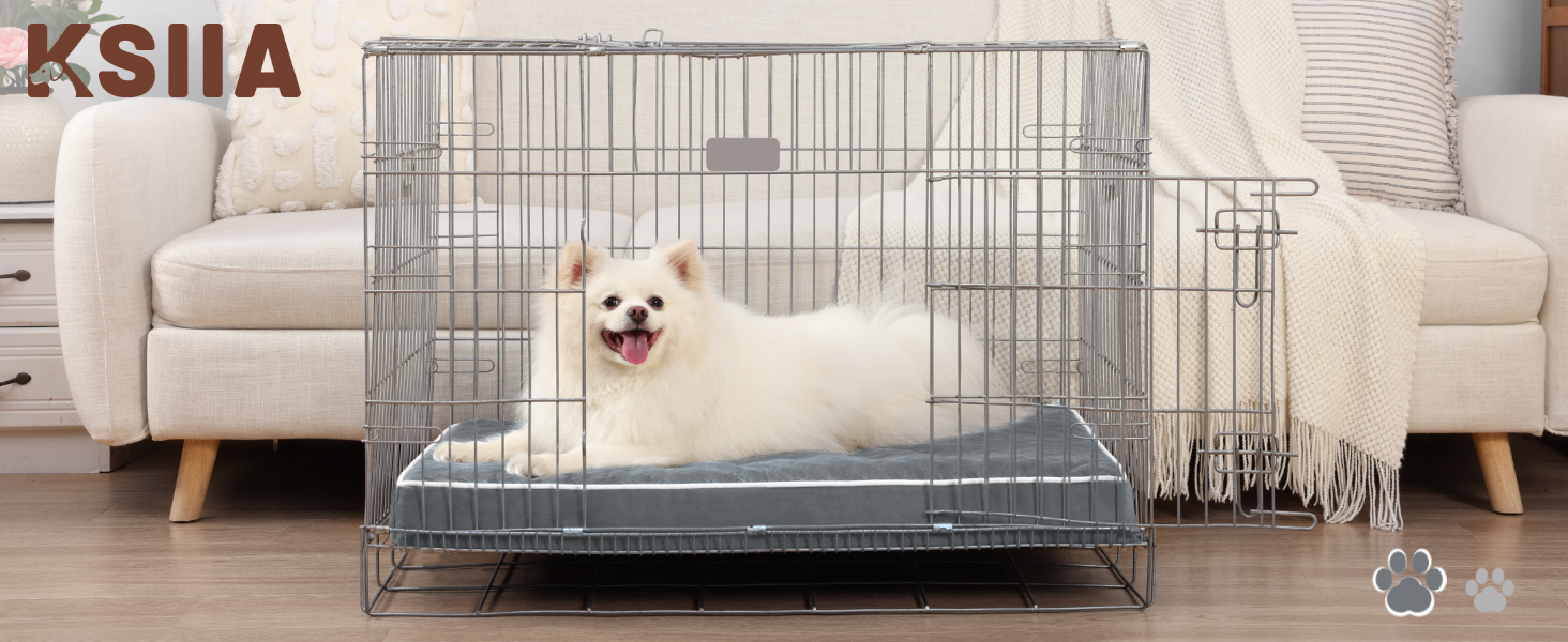 Ортопедичне ліжко для собак KSIIA, великі породи, 104x68x8 см, знімний килимок, миється, сірий колір