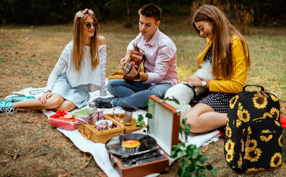 Шкільний рюкзак Leaper з квітковим принтом, сумка-мішок, сумка для книг, дамська сумка, темно-синьо-білий, 2 (Large-15.6, темно-синьо-квітковий [8005 L])
