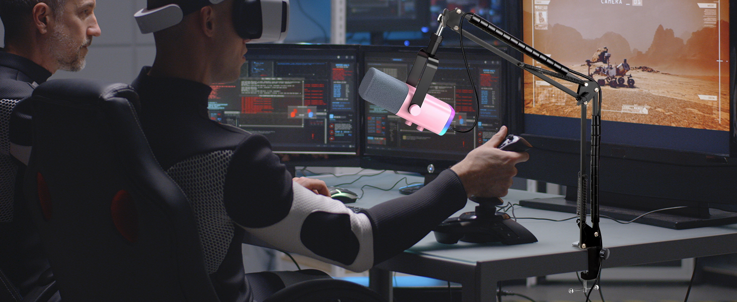 Кріплення для мікрофону FIFINE AM8 - регульована підставка для мікрофону з кабелеутримувачами, сумісна з FIFINE Recording XLR/USB мікрофонами