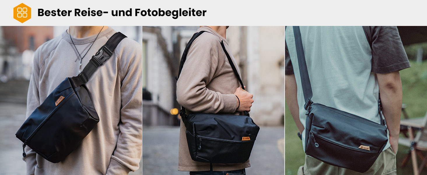 Сумка для камери TARION: водонепроникна сумка-слінг для DSLR, дзеркальної та SLR камер з перегородками для об'єктивів та аксесуарів