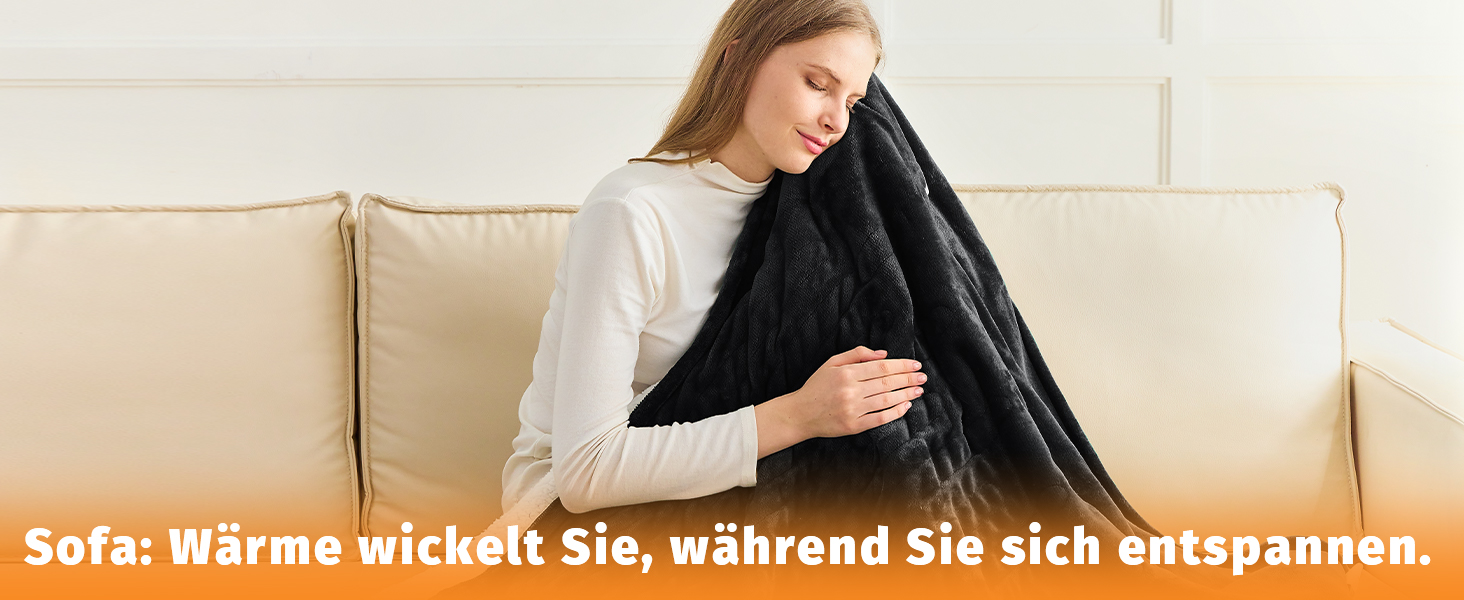 Електрична ковдра BOMOVA з автовимкненням, тепла та м'яка ковдра для дому, 10 режимів нагріву, таймер 5 годин, чорна, 130x180 см