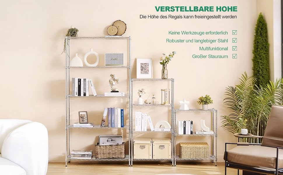 Nilpferd® Metal Wire Shelving Unit - 5 Shelves (89x39x179cm)