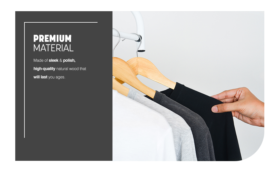 Плечики для одягу KEPLIN Starker з натурального дерева (30 шт.) з обертовим гаком 360° та перекладиною для штанів, з вирізами для плечей - довговічні, економні, підходять для пальто, жакета, костюма