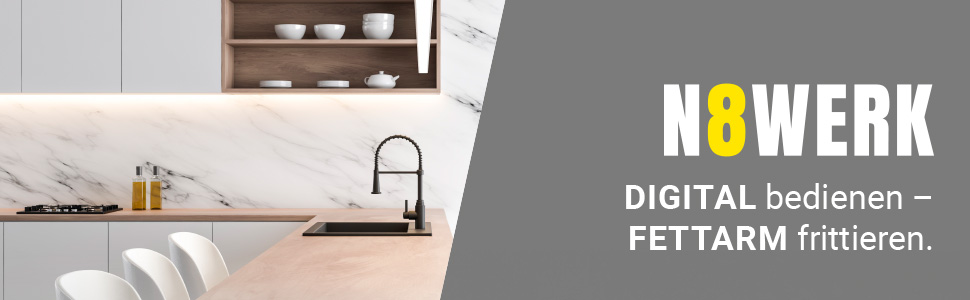 Фритюрниця-конвекційна піч Heißluftfritteuse Midnight Edition 5.5 л, білий колір, 1800 Вт, 7 програм, цифровий дисплей