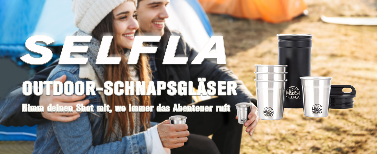 Набір сталевих чашок SELFLA – сталеві шотери з портативною пляшкою, чашки для кемпінгу та подорожей, металеві чашки для туризму, альпінізму та пригод – легкі, міцні та легко миються (чашки)