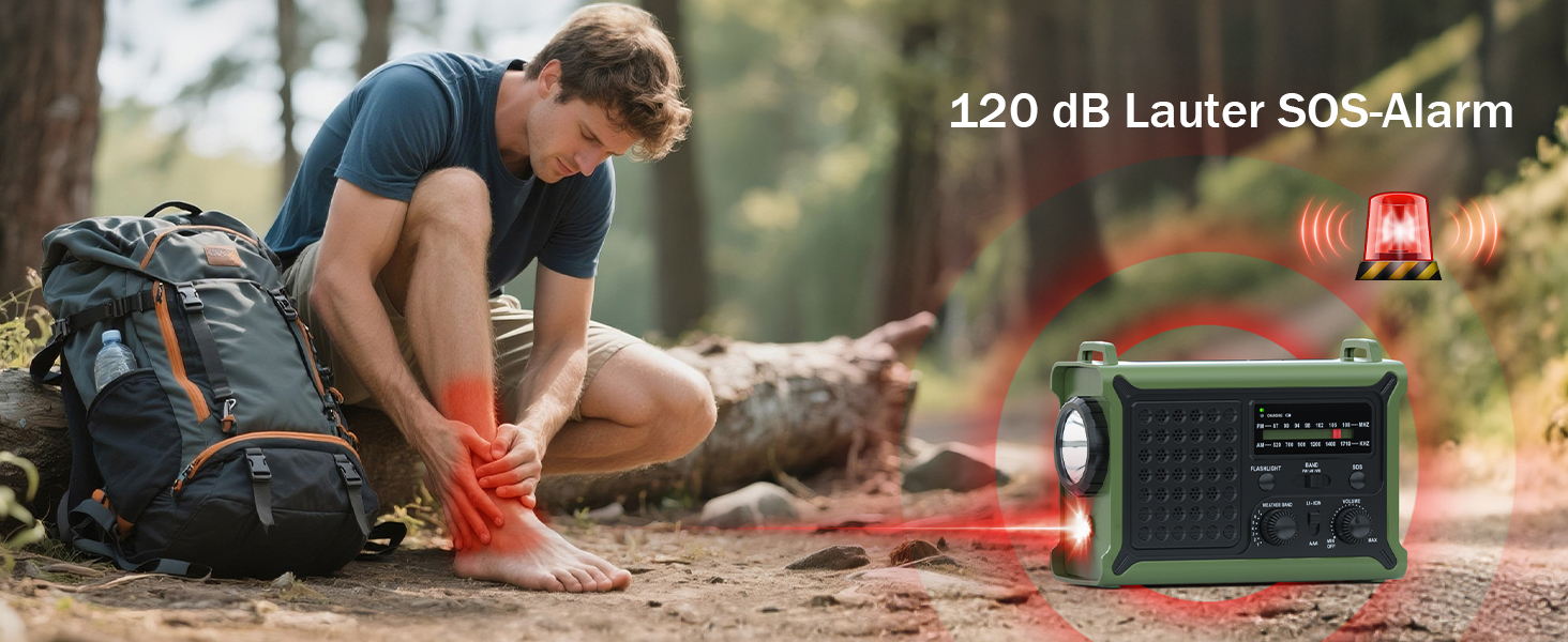 Сонячне радіо з ручним приводом 12000mAh, портативний приймач світу, радіо для надзвичайних ситуацій з AM/FM, 8500 мм² сонячна панель, Powerbank, ліхтарик та світло для читання, для виживання та відключень електроенергії (зелене)