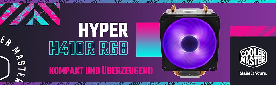 Кулер для CPU Cooler Master H410R RGB з 4 heatpipes, 92mm PWM вентилятор, сумісний з AMD та Intel