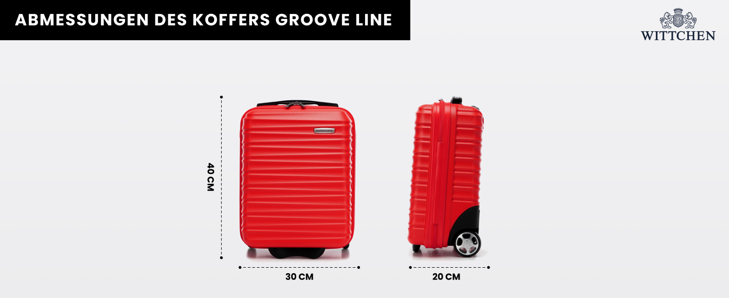 Валіза на колесах Wittchen Groove Line L, велика, чорна, з ABS-пластику, з кодовим замком, 4 колеса, для авіакомпаній Lufthansa/Eurowings/Ryanair