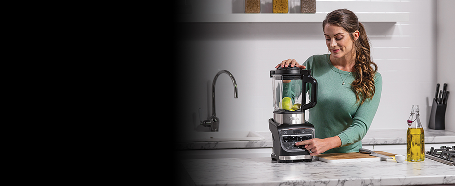 Ninja Foodi Hot & Cold Blender with Auto-iQ Programs - 1.7L Glass Jug, 1000W, Includes Masher & Cleaning Brush
