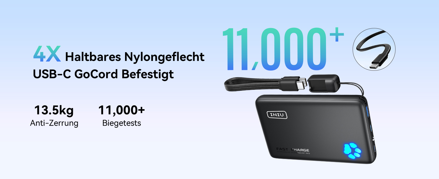 Power Bank INIU 10000mAh 45W USB-C PD3.0 з ліхтариком, бежевий - Зовнішній акумулятор для iPhone, Samsung, iPad