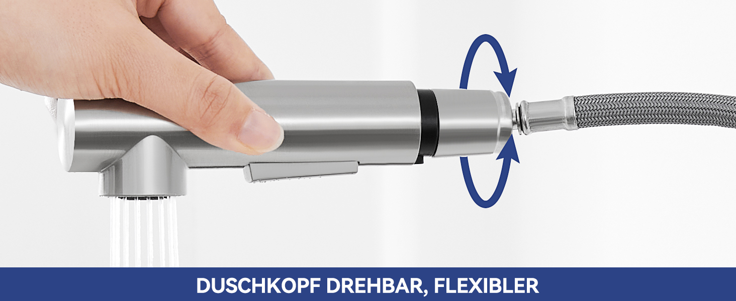 Змішувач кухонний Sofetiy висувний з душем, нержавіюча сталь, 360° поворот, одноlever, 2 режими струменя