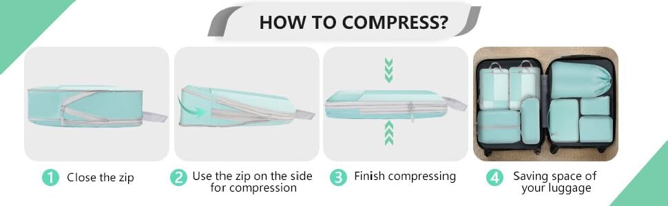 Органайзер для валізи Avmvnvc, 10-Piece Packing Cubes для одягу, компресійні мішечки для пакування, органайзер для валізи з косметичкою, туристичний органайзер для рюкзака та валізи, чорний (синій)