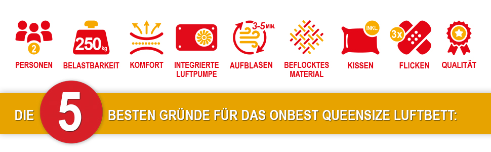 Надувне ліжко самонадувне для 2 осіб - 203 x 152 x 46 см - з електричним насосом - надувне ліжко для гостей, надувається за 3-5 хвилин - вбудована подушка (Чорний)