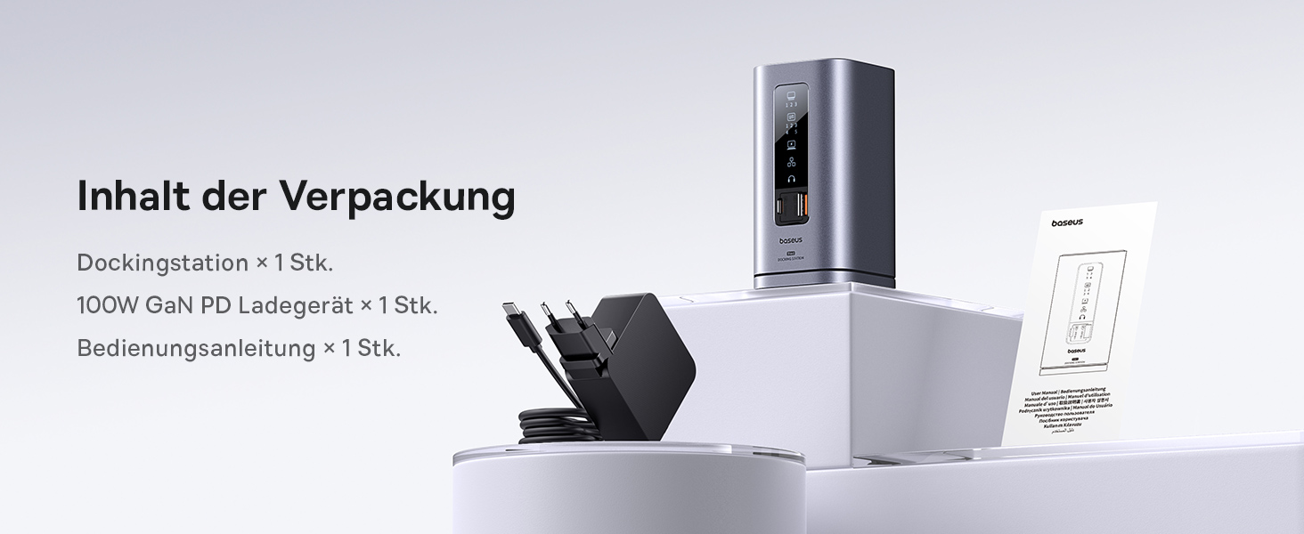 Базаус Док-станція USB-C 12-в-1 для ноутбуків Dell/HP/Lenovo/Asus/Acer/Mac, 2 монітори 4K HDMI, 10Gbps USB-C/A, 100W PD, Gigabit Ethernet