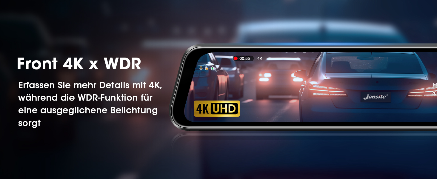 Відеореєстратор Vtopek 4K WiFi дзеркало з камерою заднього виду, 10
